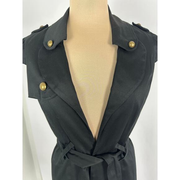 NWT Voom by Joy Han Size Medium Black Cotton Canvas Trench Coat Steampunk Y2K - Picture 3 of 14